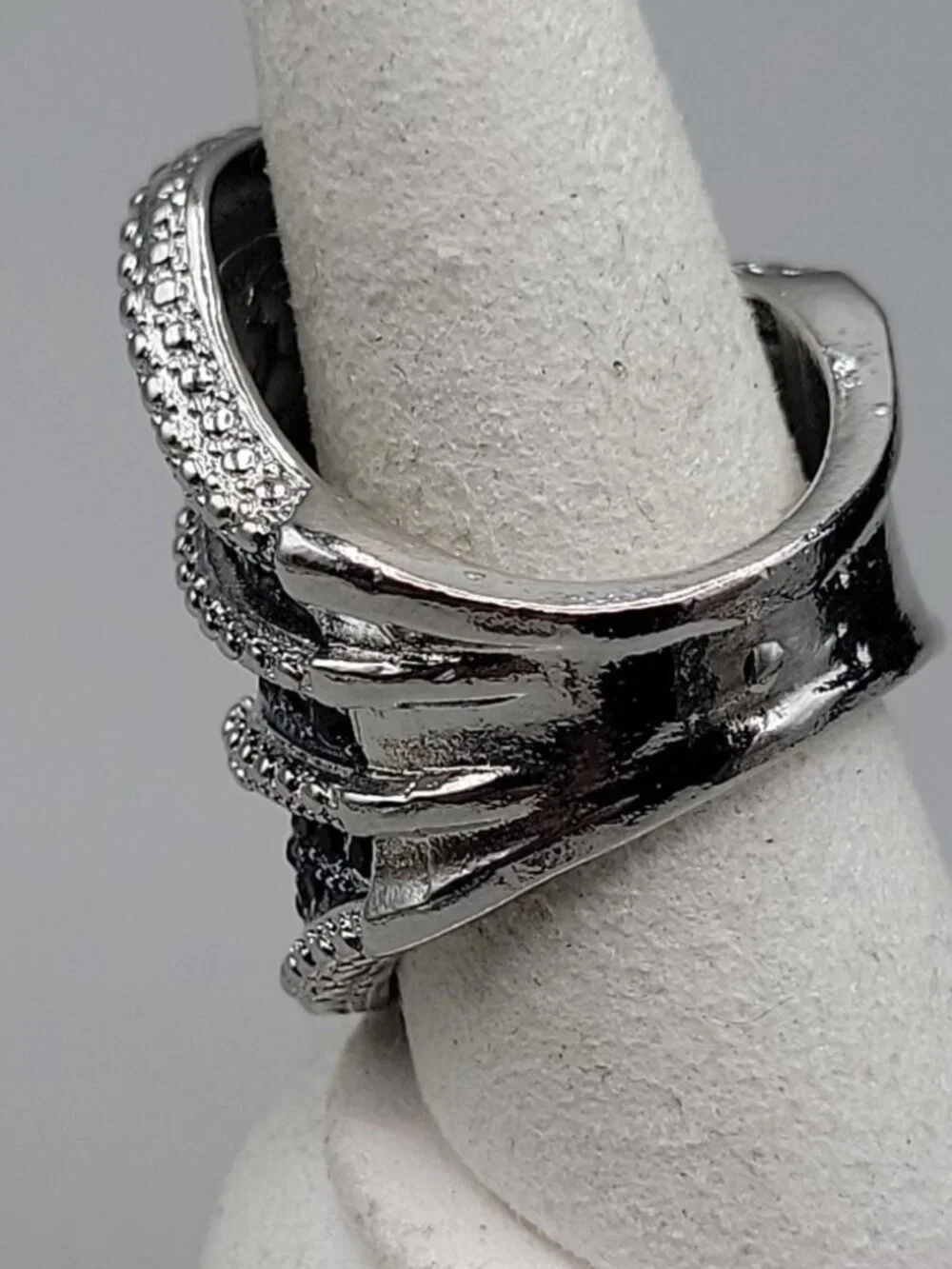 Vintage Twisted Geometric Ring / Elegant Water Drop Crystal CZ Ring Size 10